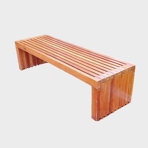 Backless wood garden bench