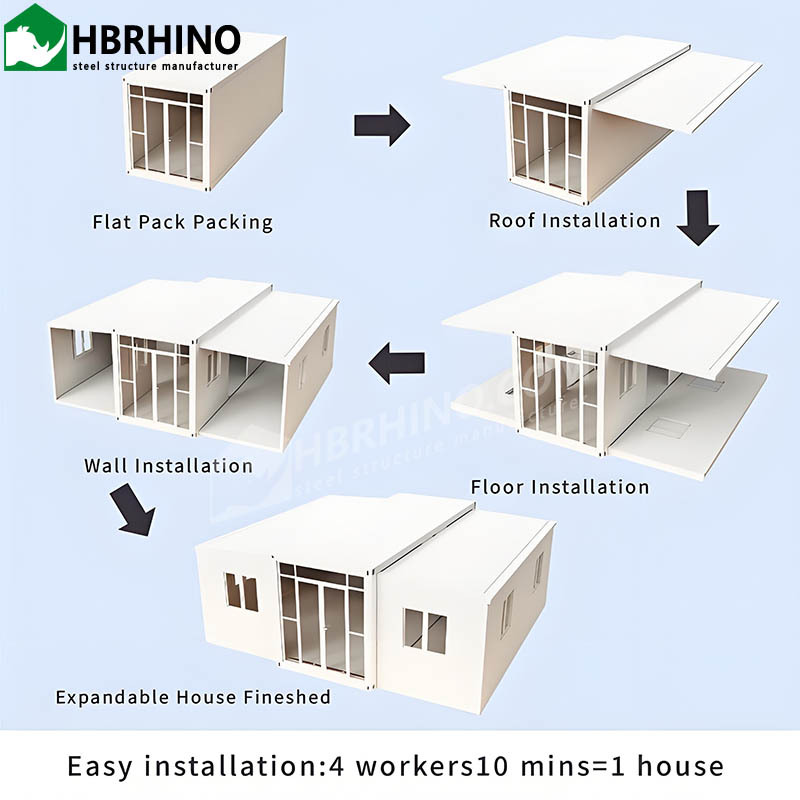 Modern Luxury 20/40FT Mobile Folding Steel Structure Modular Living Office Sandwich Panel Portable Prefab Prefabricated Expandable Container House