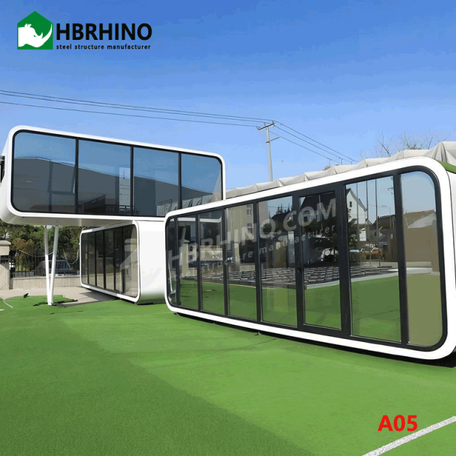 20FT Prefab Camping Tiny House White Two-Story Apple Cabin House