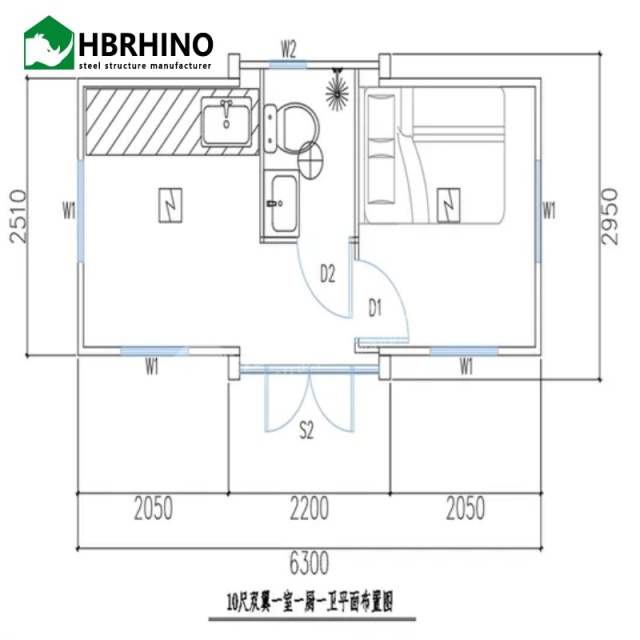 10-foot modular portable office, store, prefabricated, removable dormitory, living studio, removable prefabricated container house