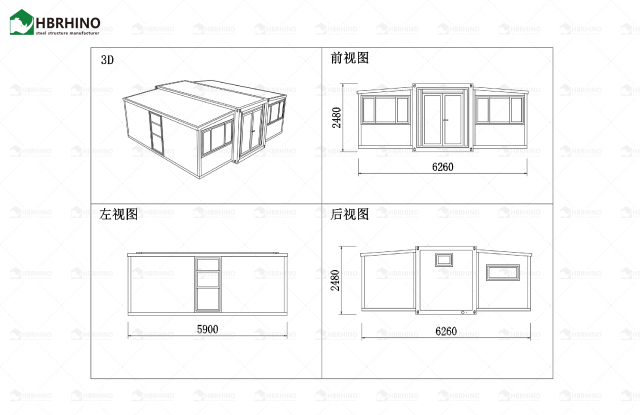 Modern Light Steel Luxury Collapsible Expansion Flat Pack 20 Feet Villa Prefabricated Container House ﻿