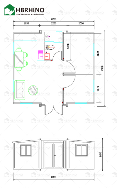 Steel Structure Movable Modular Luxury Prefab Mobile Living Expandable Shipping Office Container House with 2/3 Bedroom