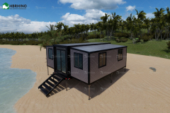 20-foot ready-made two-bedroom prefabricated steel modular house expandable container cabin with trailer