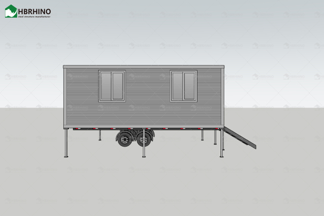 20-foot ready-made two-bedroom prefabricated steel modular house expandable container cabin with trailer