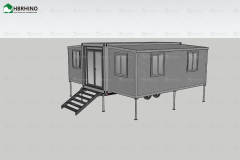 20-foot ready-made two-bedroom prefabricated steel modular house expandable container cabin with trailer