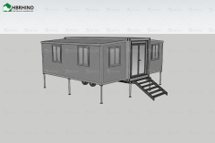 20-foot ready-made two-bedroom prefabricated steel modular house expandable container cabin with trailer