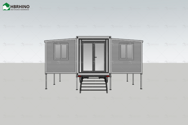 20-foot ready-made two-bedroom prefabricated steel modular house expandable container cabin with trailer