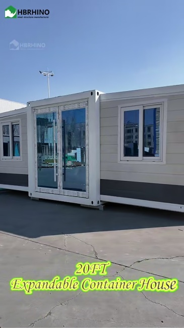 20FT white grey metal carved board KFC door white frame extended container house