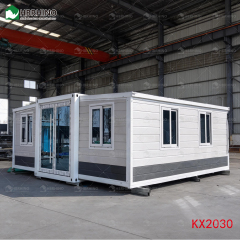 20FT white grey metal carved board KFC door white frame extended container house