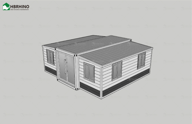 20FT white grey metal carved board KFC door white frame extended container house