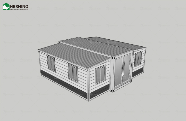 20FT white grey metal carved board KFC door white frame extended container house