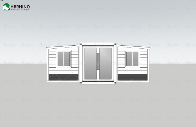 20FT white grey metal carved board KFC door white frame extended container house