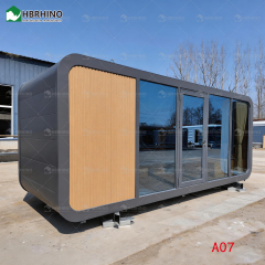 20 foot grey semi transparent glass apple cabin house with minimalist modern style