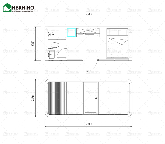 20 foot grey semi transparent glass apple cabin house with minimalist modern style
