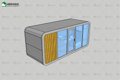 20 foot grey semi transparent glass apple cabin house with minimalist modern style