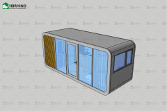 20 foot grey semi transparent glass apple cabin house with minimalist modern style