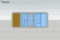 20 foot grey semi transparent glass apple cabin house with minimalist modern style