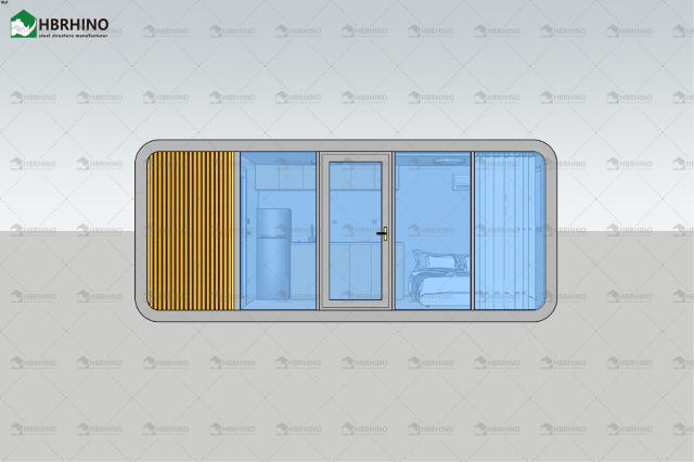 20 foot grey semi transparent glass apple cabin house with minimalist modern style