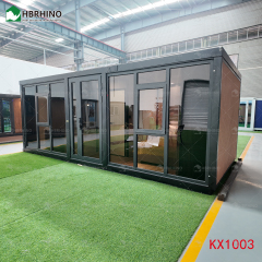 10ft prefabricated double wing extended house with glass curtain wall and luxurious interior decoration