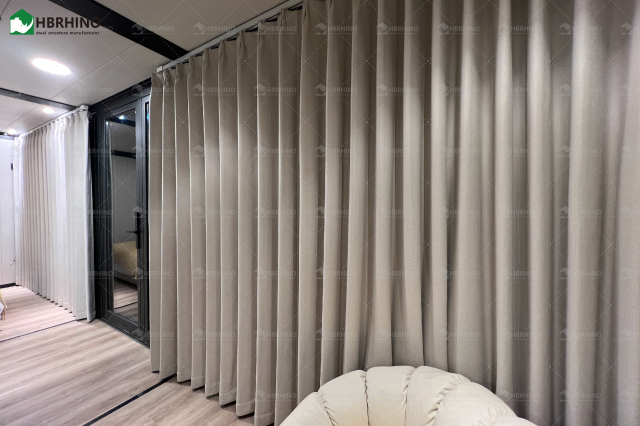 10ft prefabricated double wing extended house with glass curtain wall and luxurious interior decoration