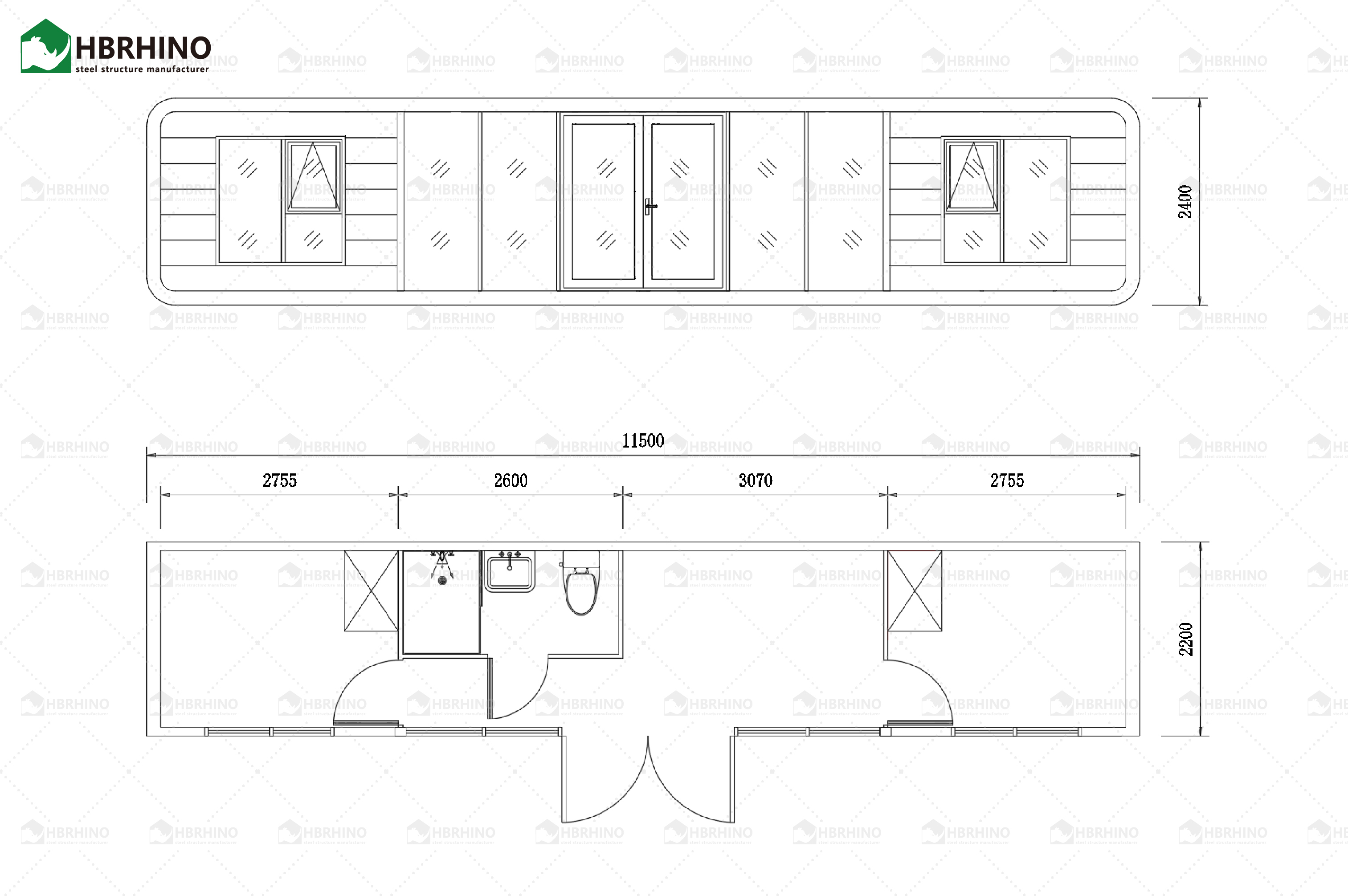 40ft Double Door Metal Carving Board Apple Cabin House
