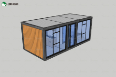 10ft prefabricated double wing extended house with glass curtain wall and luxurious interior decoration