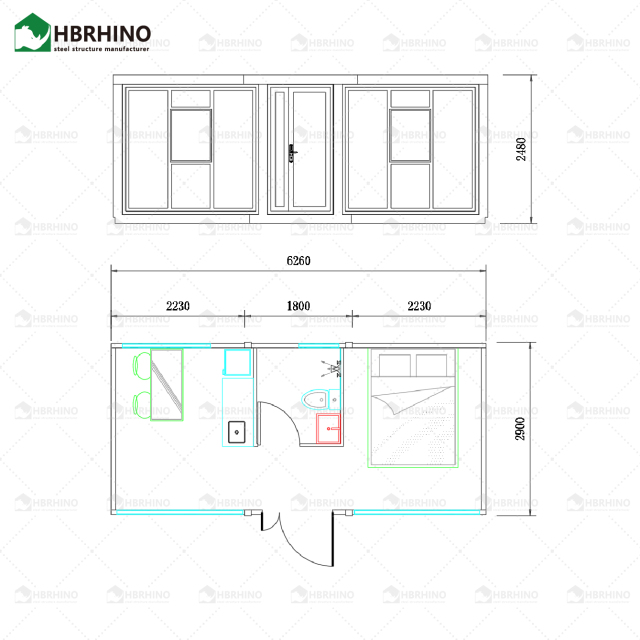 10ft prefabricated double wing extended house with glass curtain wall and luxurious interior decoration