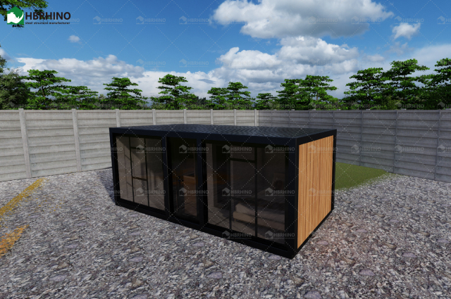 10ft prefabricated double wing extended house with glass curtain wall and luxurious interior decoration