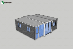 20 foot white frame window, half glass curtain wall, extended container house