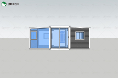 20 foot white frame window, half glass curtain wall, extended container house