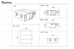 20 foot white frame window, half glass curtain wall, extended container house