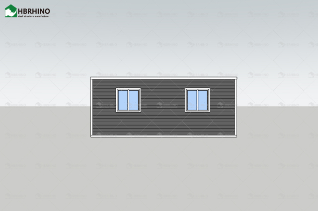 20 foot white frame window, half glass curtain wall, extended container house