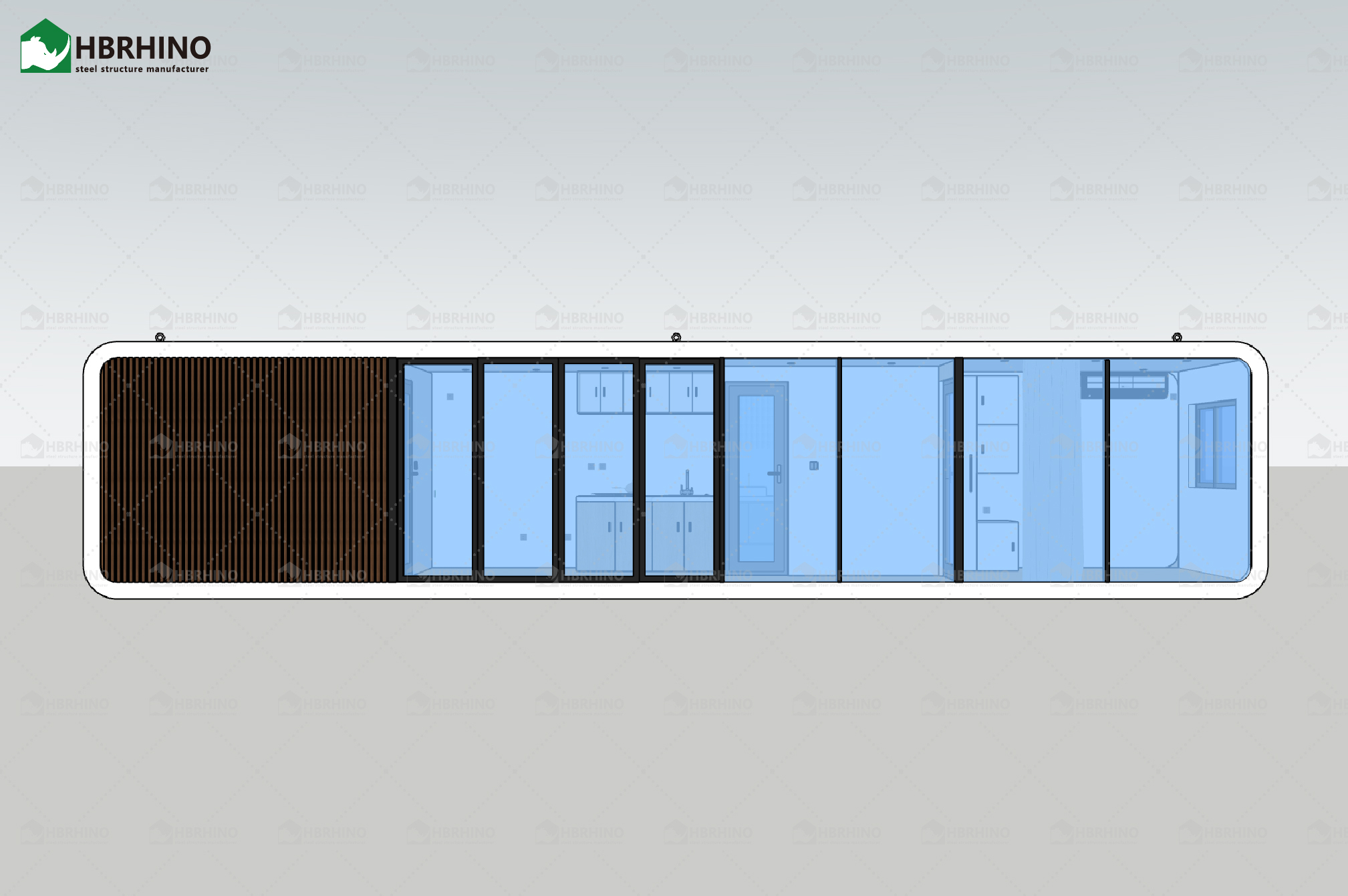 40 foot Apple Cabin House Sliding Door Glass Curtain Wall Interior Decoration Modern Luxury