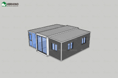 20 foot white frame window, half glass curtain wall, extended container house