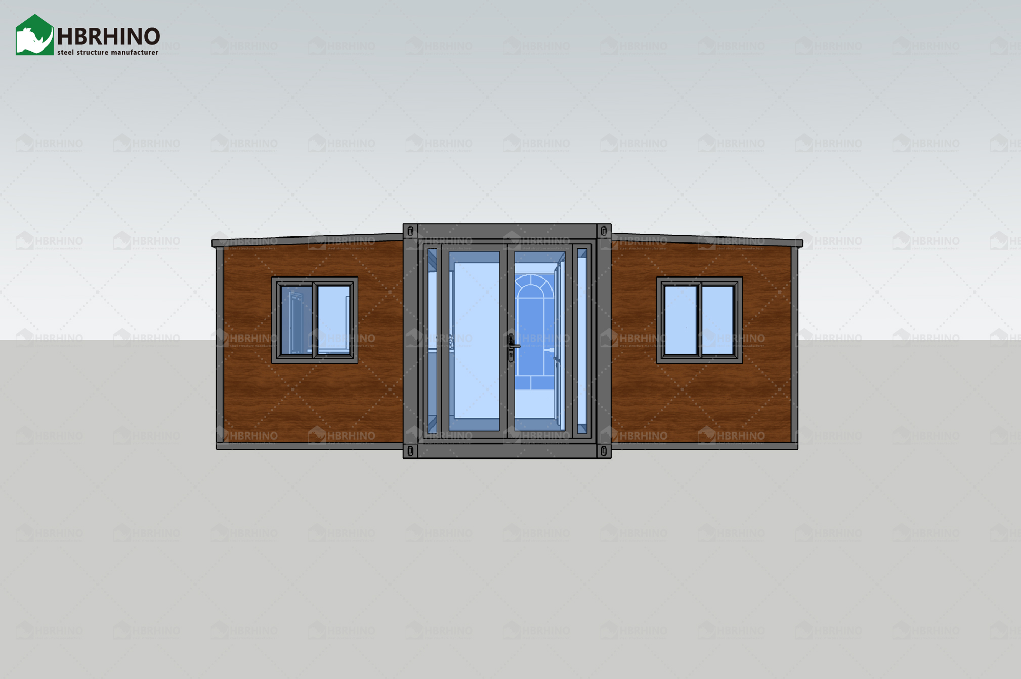 20 ft black frame, black chicken wing wood exterior wall panel, extended container house, office, homestay, living