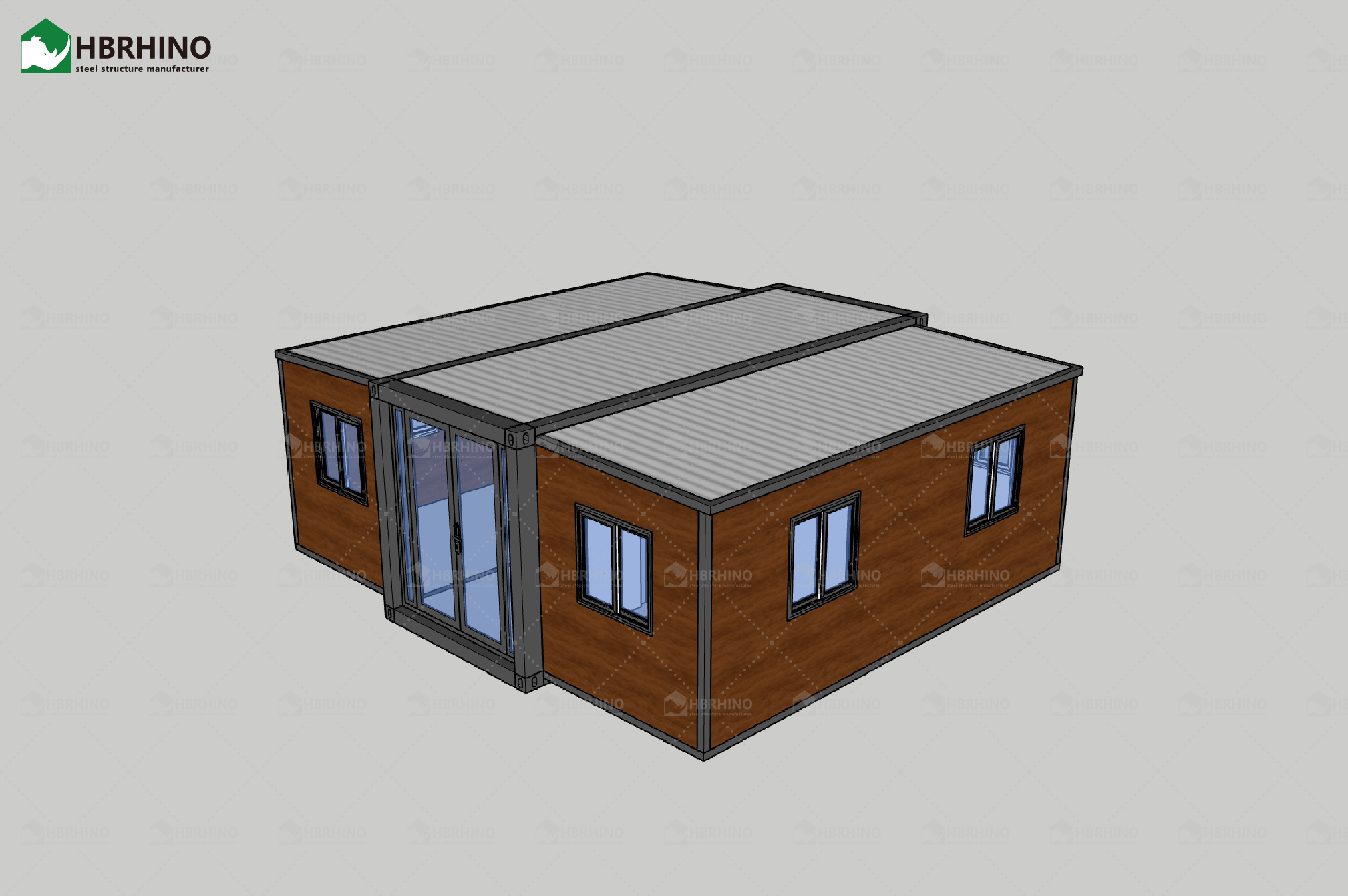 20 ft black frame, black chicken wing wood exterior wall panel, extended container house, office, homestay, living