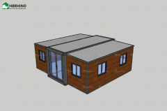 20 ft black frame, black chicken wing wood exterior wall panel, extended container house, office, homestay, living