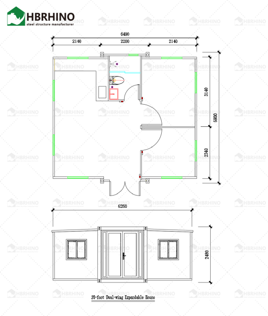 20 ft black frame, black chicken wing wood exterior wall panel, extended container house, office, homestay, living