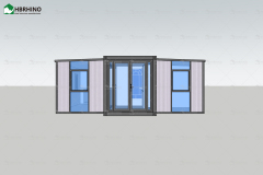 20ft French window vertical stripe wall panel extended container house