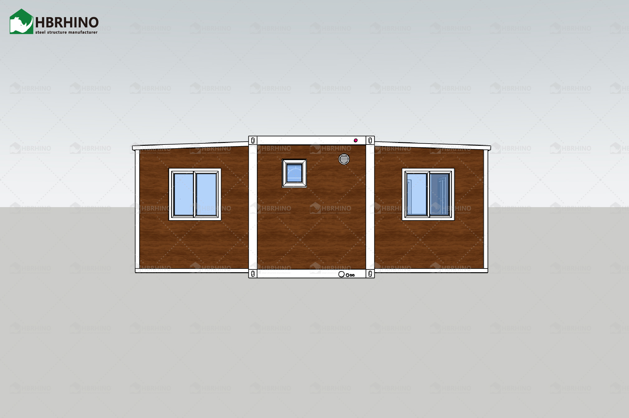 20ft red wall panel white frame KFC door expansion container house