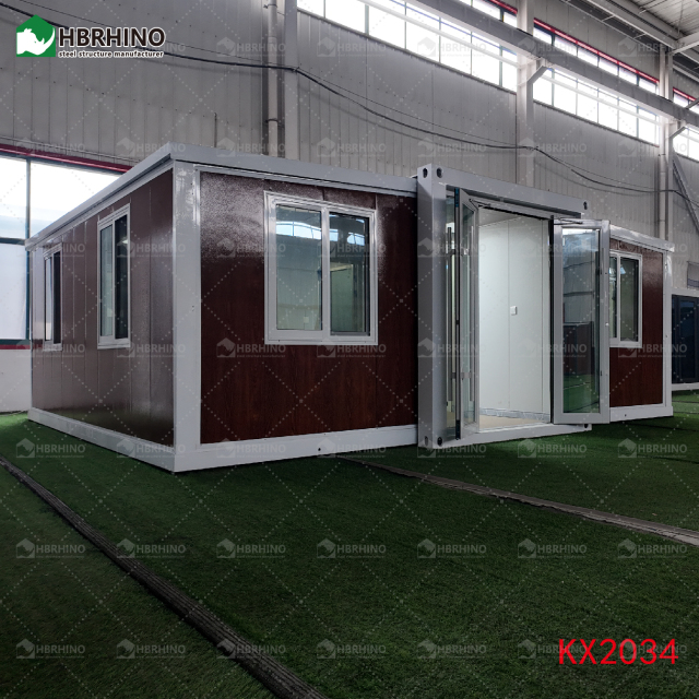 20ft red wall panel white frame KFC door expansion container house