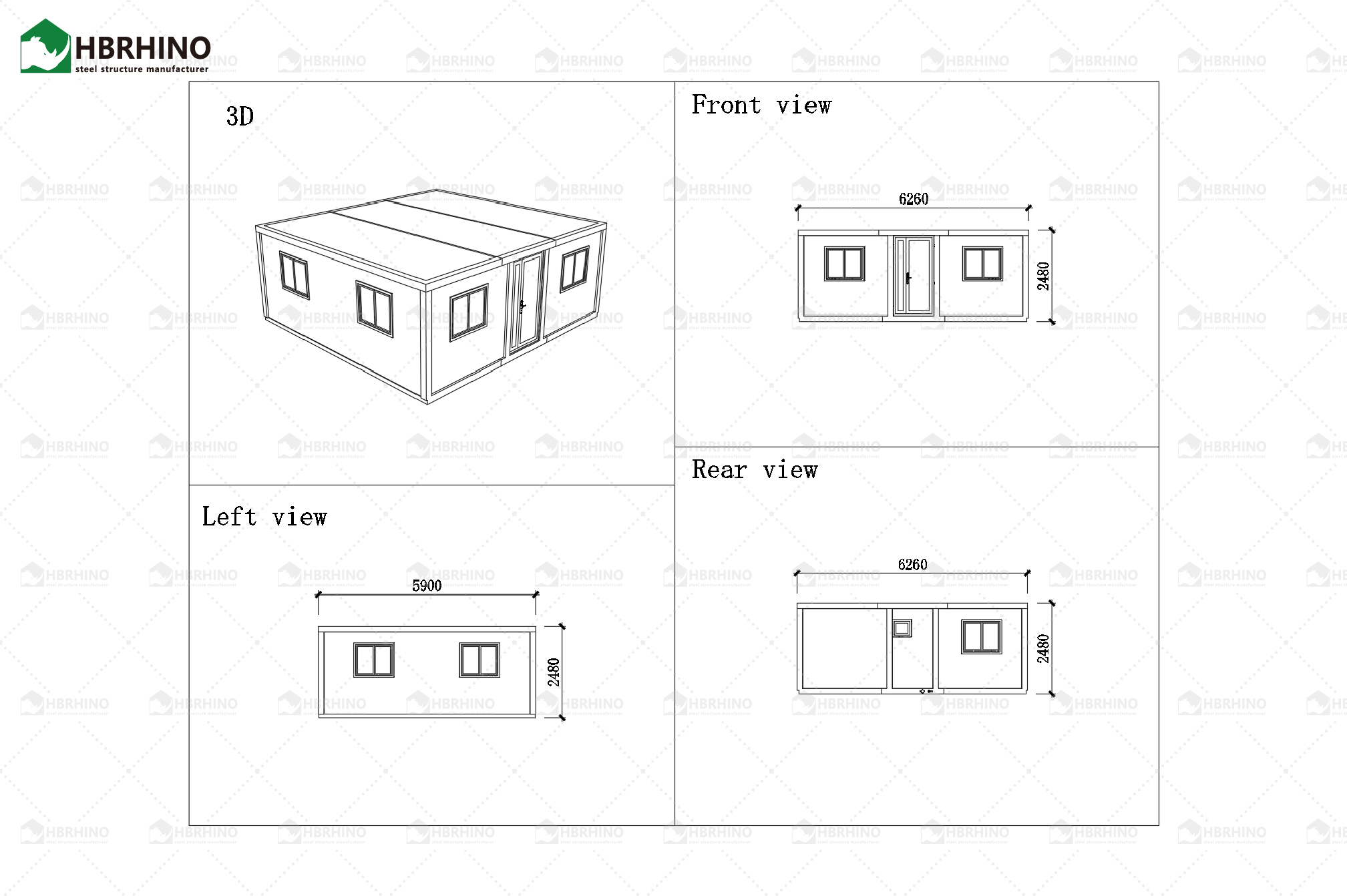 20ft Flat Top Carved Panel Expansion Container House