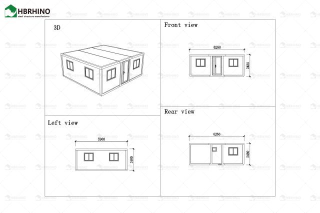 20ft Flat Top Carved Panel Expansion Container House