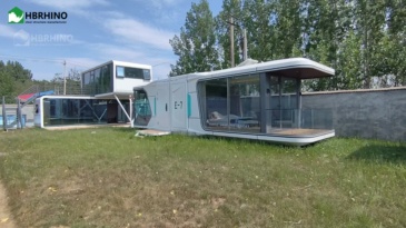 E7-Portable Space Capsule Pod Home Off Grid Solar Integrated Prefab Tiny House 270° Panoramic Glass Quick Assembly for Global Shipping