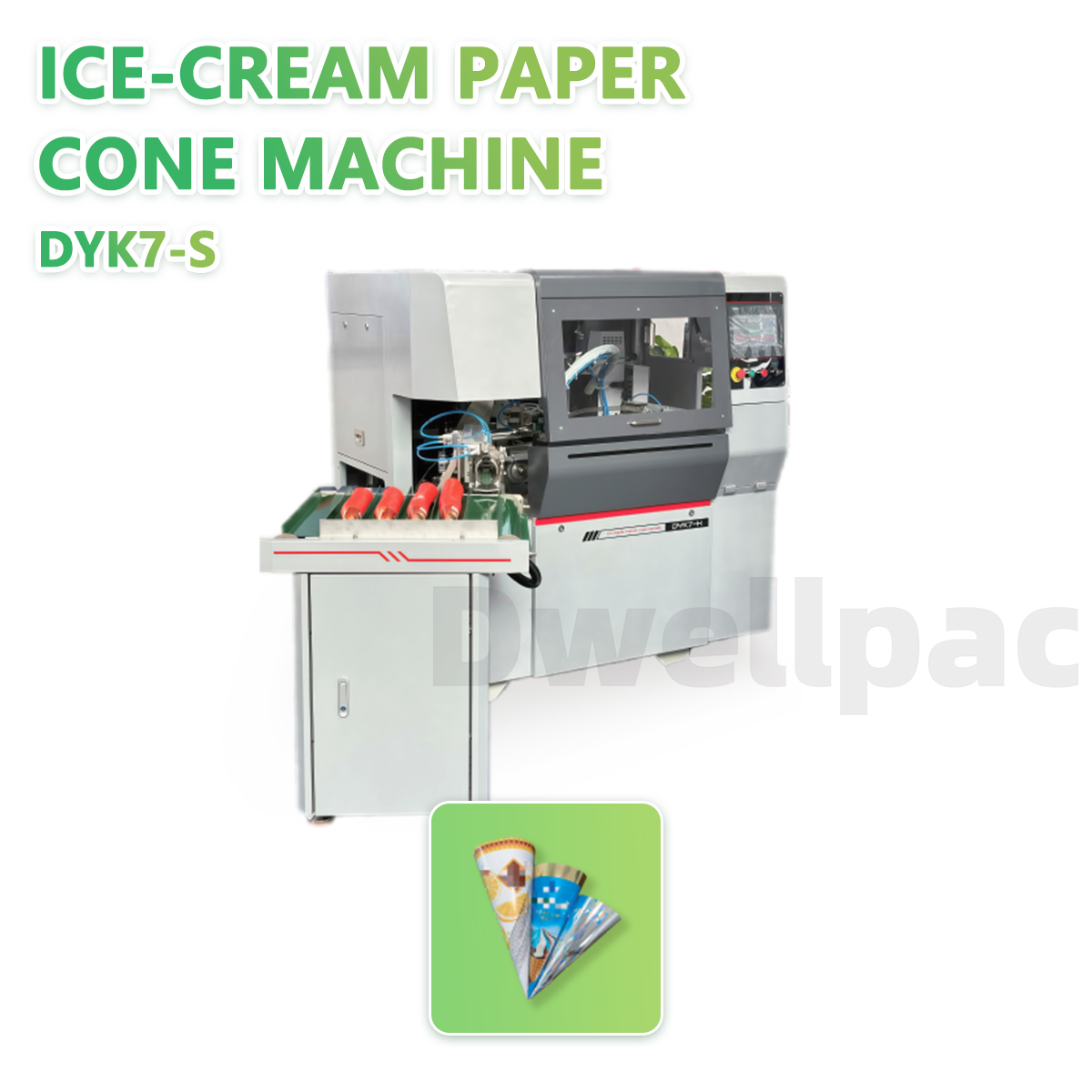 DYK7-H/S Servo-Controlled High-Speed Ice Cream Paper Cone Machine,DWELLPAC,DYK7-H Ice-cream Paper Cone Machine
