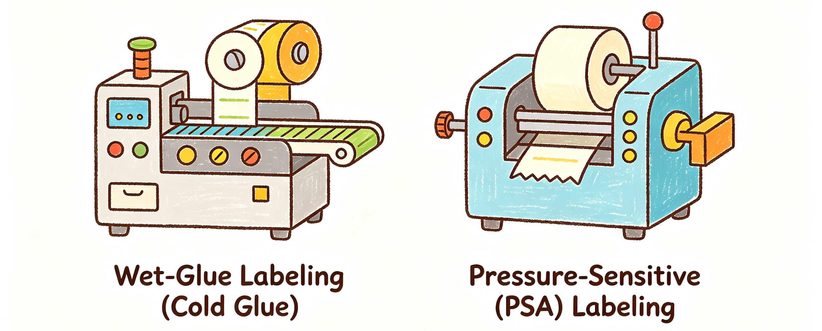 Wet glue versus PSA self-adhesive egg carton labeling comparison