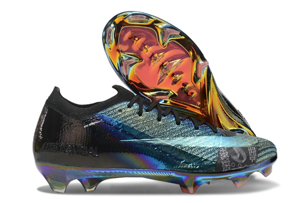 Nike Air Zoom Mercurial Vapor 16 Elite XXV FG - High-Top Black Metallic Waterproof Knit Football Boots With Full Air Cushion (Sizes 39-45)