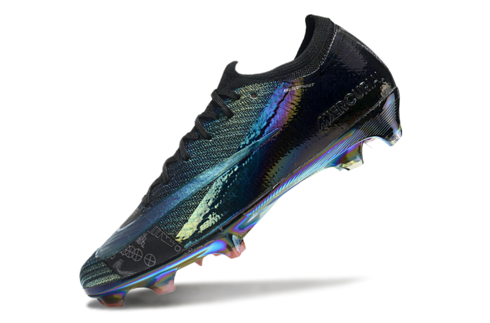 Nike Air Zoom Mercurial Vapor 16 Elite XXV FG - High-Top Black Metallic Waterproof Knit Football Boots With Full Air Cushion (Sizes 39-45)