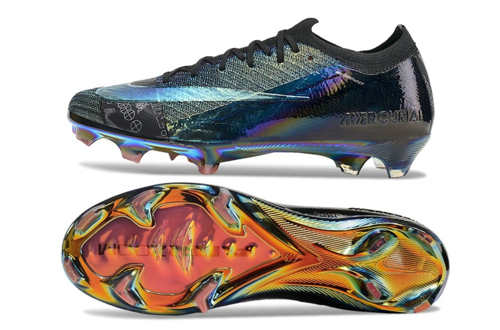 Nike Air Zoom Mercurial Vapor 16 Elite XXV FG - High-Top Black Metallic Waterproof Knit Football Boots With Full Air Cushion (Sizes 39-45)