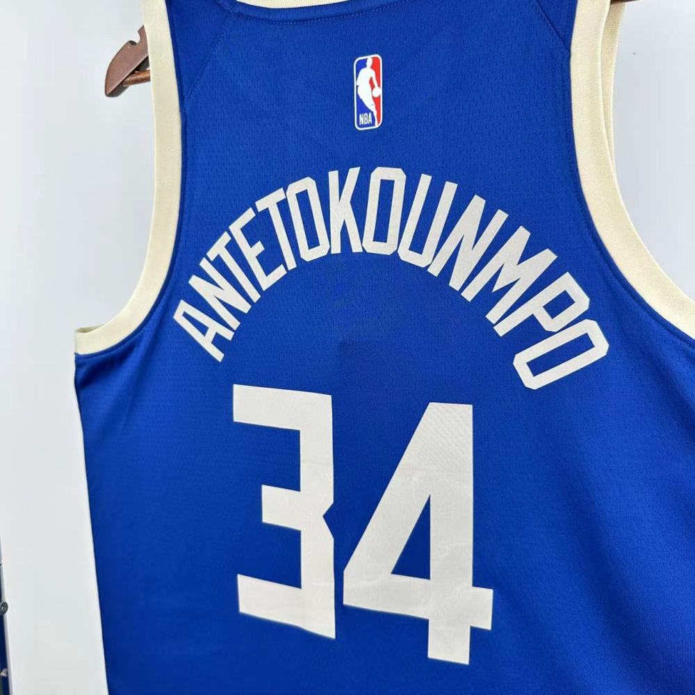 Giannis Antetokounmpo No. 34 of the Milwaukee Bucks' City Edition in the 25th season